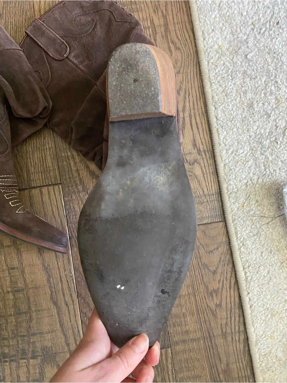 Vintage 2000s Steve Madden suede cowboy boots - Picture 6 of 7